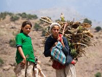 Girls collecting wood